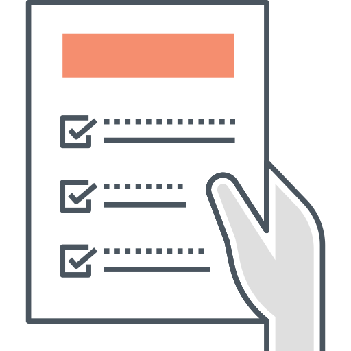 Hand holding a checklist with marked items.