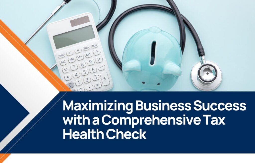 Calculator, stethoscope, and piggy bank representing a business tax health check concept